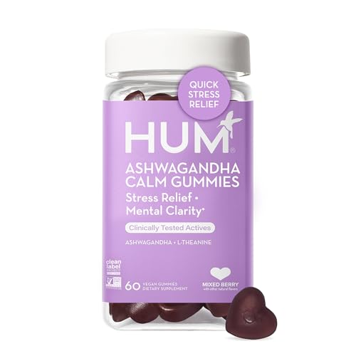 HUM Ashwagandha Calm - Daily Relaxation & Mood Support, Vegan Gummies - Mixed Berry, 60ct