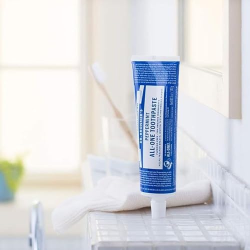 Dr. Bronner’s All-One Toothpaste - Fluoride-Free, 70% Organic, Vegan, 3-Pack Peppermint, 5oz