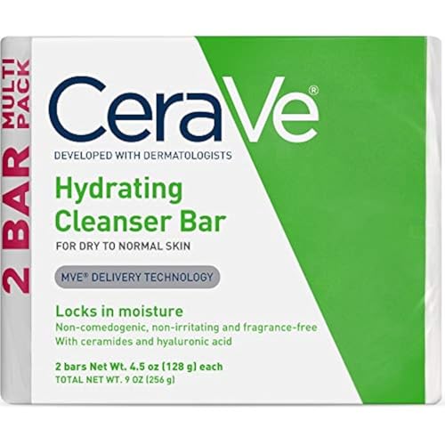 CeraVe Hydrating Cleanser Bar - Hydrates & Restores Skin, Fragrance-Free - 2-Pack, 4.5oz Each