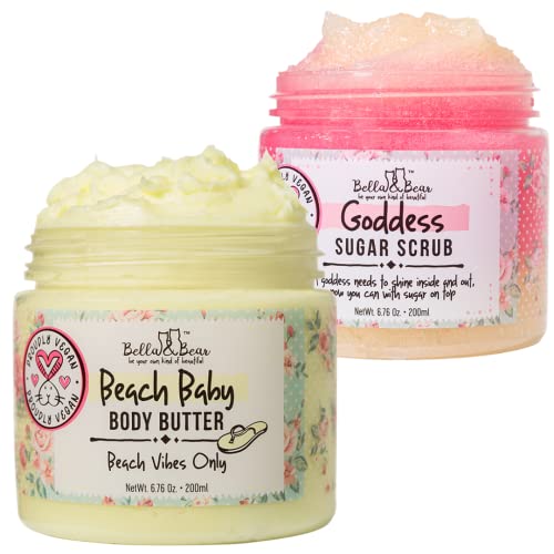 Bella and Bear Body & Hair Mist Bundle - Hydrating Shea Butter & Exfoliating Sugar Scrub - 8oz