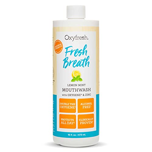 Oxyfresh Premium Mouthwash - Neutralizes Bad Breath, Hydrating & Non-Toxic - Lemon Mint, 16oz