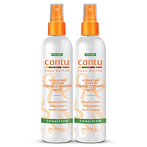 Cantu Hair Mist - Moisture & Shine with Pure Shea Butter, Lightweight, 8 fl oz (Pack of 2)