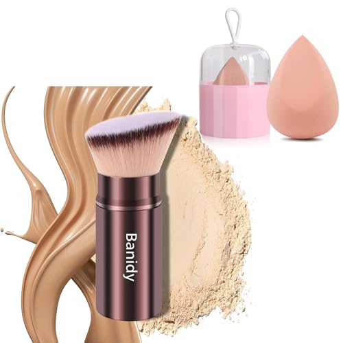 Banidy Makeup Brush Set - Professional Application, Cruelty-Free & Vegan - Includes Sponge Holder