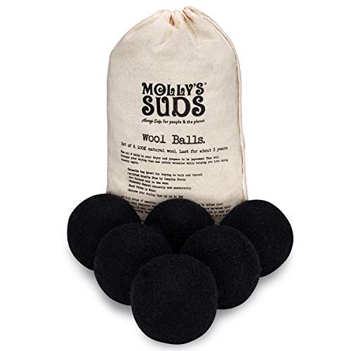 Molly's Suds Wool Dryer Balls - Premium Organic Fabric Softener, Hypoallergenic, Set of 6