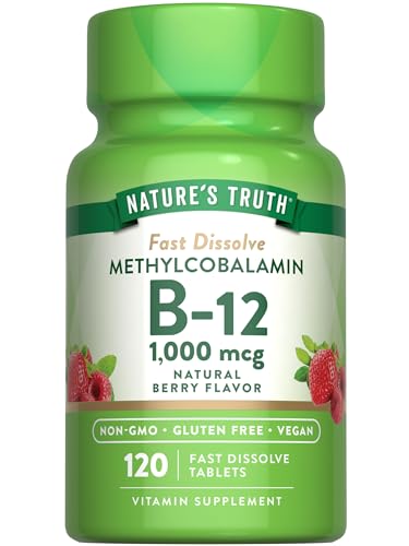 Nature's Truth B12 Sublingual Tablets - Supports Wellness, Vegan & Non-GMO, Berry Flavor - 120 Count