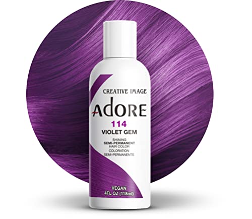 Adore Semi Permanent Hair Color - Rich Violet Gem, Vegan & Cruelty-Free, 4 Fl Oz