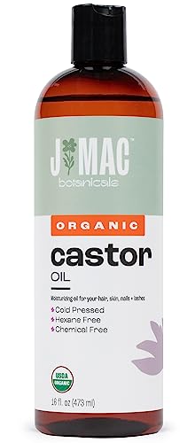 J MAC BOTANICALS Organic Castor Oil - Moisturizes Skin & Hair, USDA Certified - 16oz