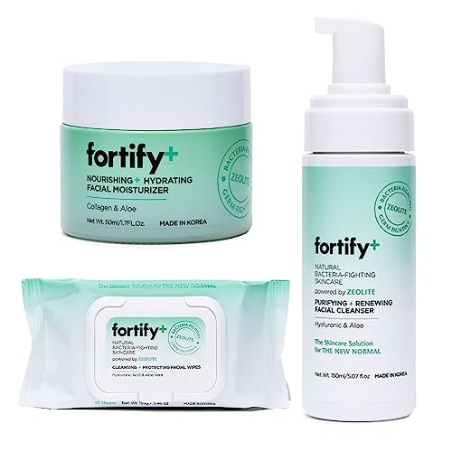 Fortify Skincare Set - Revitalizing Cleanser, Wipes & Moisturizer - Vegan, Collagen - Made in Korea