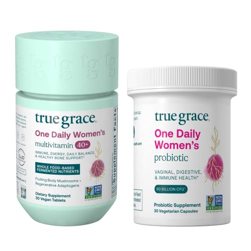 True Grace Women's Multivitamin 40+ & Probiotic Bundle - Organic, Gluten & Soy Free - 30-Day Supply