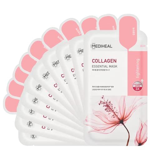 Mediheal Korean Sheet Mask - Collagen Boost, Vegan & Biodegradable - 10 Sheets