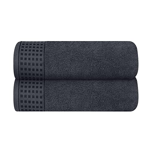 GLAMBURG Cotton Bath Towels - Ultra Soft, Absorbent, Quick-Dry, Chemical-Free - 2 Pack, 28x55in