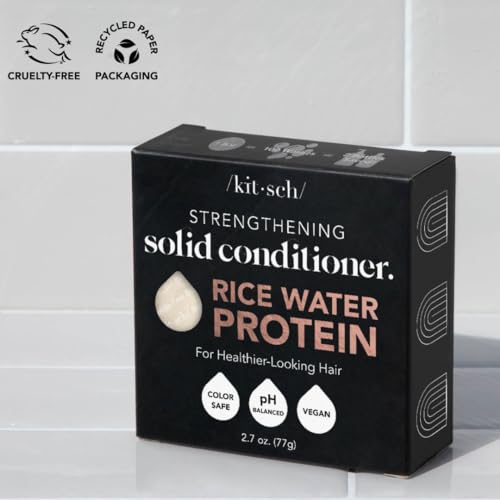 Kitsch Rice Water Conditioner Bar - Strengthens & Moisturizes All Hair Types, Vegan - 2.7oz