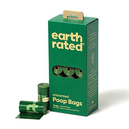 Earth Rated Dog Poop Bags - Leakproof, Durable, 65% Recycled Plastic - 315 Unscented Rolls