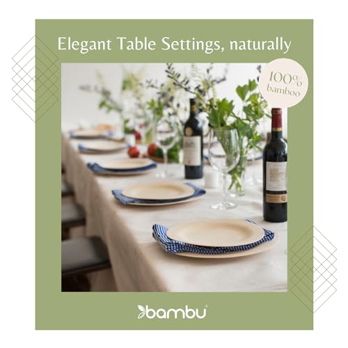 Bambu Disposable Bamboo Plates - 100% Biodegradable, Elegant Design, Pack of 25 - 11"