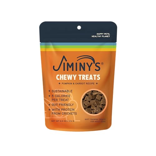 Jiminy's Chewy Cricket Dog Treats - Hypoallergenic, Supports Gut Health, Pumpkin & Carrot - 6oz