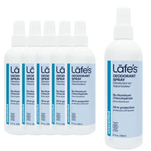 Lafe's Natural Deodorant Spray - 24-Hour Protection, Vegan, Aluminum Free - 6 Pack (8 oz each)