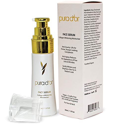 PURA D'OR Face Serum - Brightens, Reduces Fine Lines, Hydrating - 30mL, Collagen & Aloe Vera