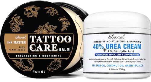 Ebanel Body Care Set - Intensive Moisturizing Urea Cream & Healing Tattoo Balm - 40% Urea