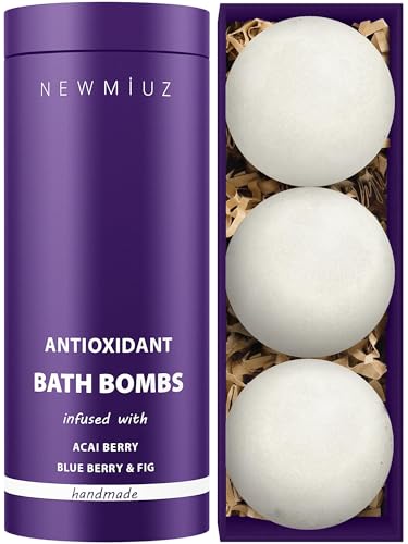 New Miuz Bath Bombs - Nourishing Acai Blueberry Fizz, Gentle for Sensitive Skin - 3pcs