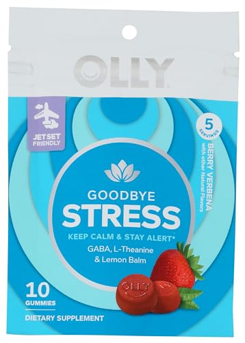 OLLY Goodbye Stress Gummies - Berry-Infused Calm with Adaptogens, 10 Servings