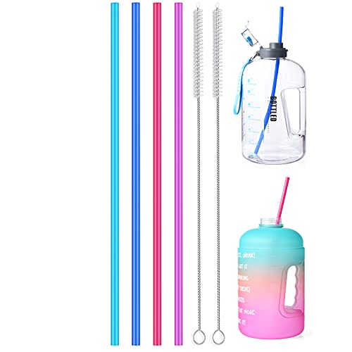 ALINK Extra Long Silicone Straws - BPA Free, Flexible & Reusable, 4-Pack with Cleaning Brush