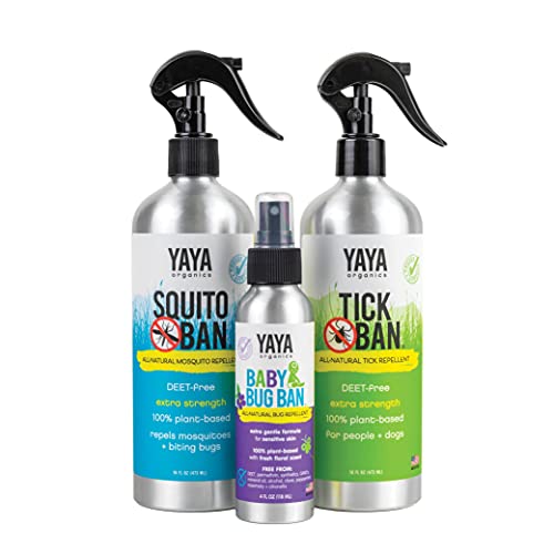 YAYA ORGANICS Family Bundle - All-Natural Bug Repellents for Ticks & Mosquitoes - 3 Pack