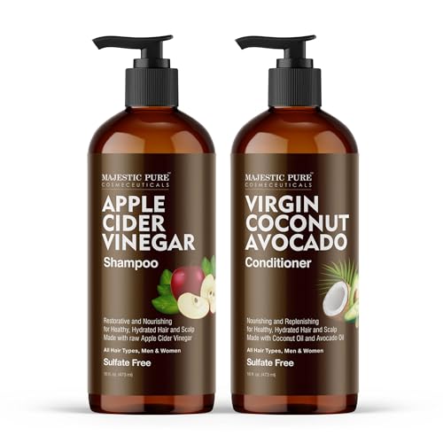 Majestic Pure Shampoo & Conditioner Set - Nourishing Apple Cider Vinegar Blend - 16oz