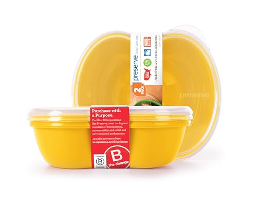 Preserve Food Storage Container - Durable, BPA-Free, Dishwasher Safe, Set of 2, 25 oz, Yellow