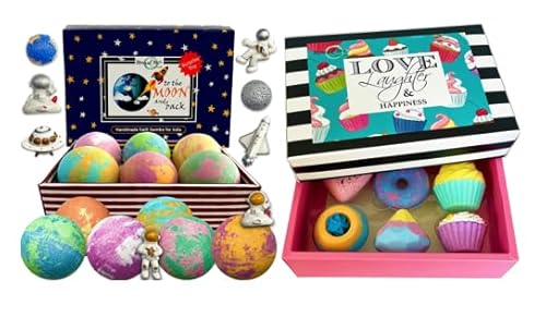Galaxy Bath Bombs Gift Set - Aromatherapy, Organic Ingredients, Fun Outer Space Toys - 6 Pack