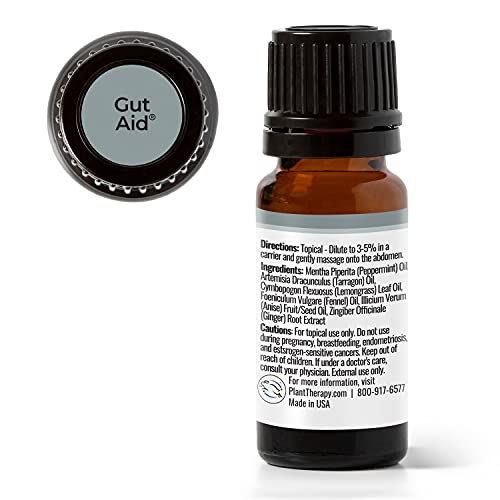 Plant Therapy Gut Aid Essential Oil Blend - Supports Healthy Digestion, Minty Scent - 10 mL