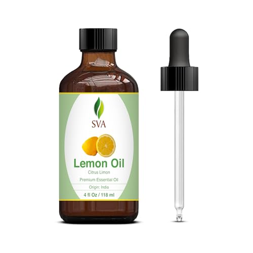 SVA Lemon Essential Oil - 100% Natural for Aromatherapy, Skin & Hair Care - 4 Fl Oz