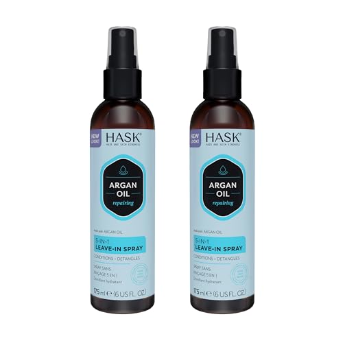 HASK Hair Care Set - 5-in-1 Leave In Conditioner for Frizz Control, Moisture & Shine - 2 x 6oz