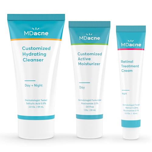 MDacne Acne Treatment Kit - Targets Blemishes & Fine Wrinkles, Plant-Based - 30-Day Supply