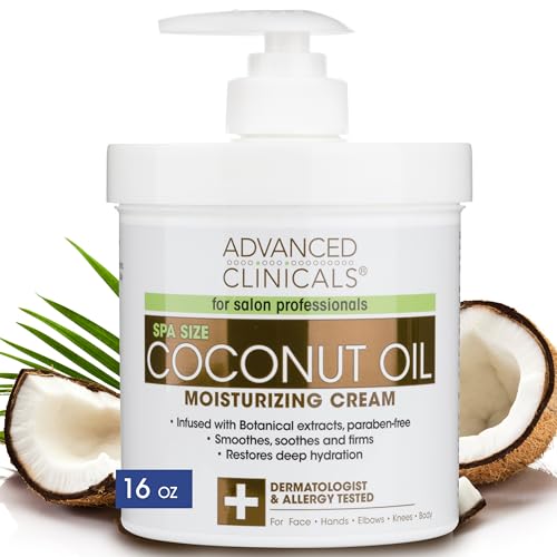 Advanced Clinicals Coconut Body Lotion - Hydrating, Nourishing Formula for All Skin Types - 16oz