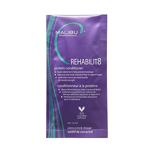 Malibu C REHABILIT8 Conditioner - Restores Hair Protein & Hydration, Vegan Formula - 1 Packet