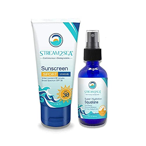 STREAM 2 SEA SPF 30 Mineral Sunscreen & Squalane Oil - Hydration & Collagen Boost - 3oz/2oz