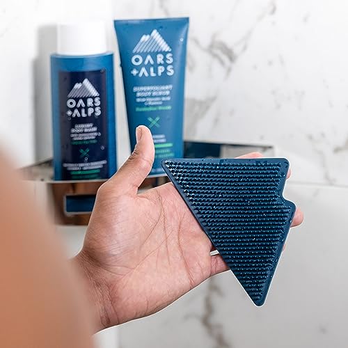Oars + Alps Body Scrubber - Gently Exfoliates, Silver Cleansing, Non-Slip Handle - 1 Count