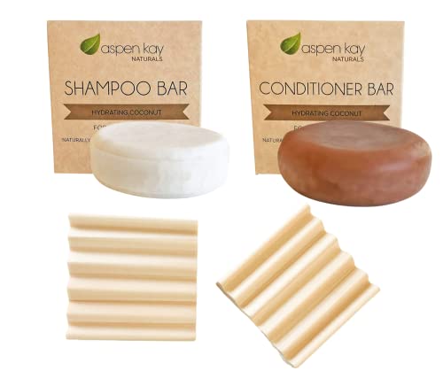 Hydrating Coconut Shampoo & Conditioner Bar - Nourishing Organic Ingredients, 3oz with Dish