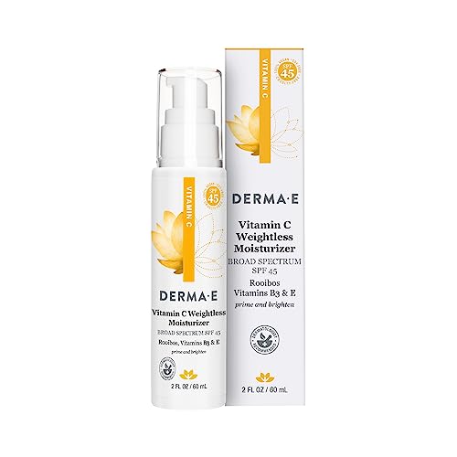 DERMA E Vitamin C Moisturizer SPF 45 - Brightens, Hydrates, Mineral Sunscreen - 2 Fl Oz