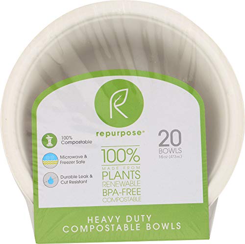 Repurpose Compostable Bowls - 100% Biodegradable Bagasse, BPA-Free, 16oz, 240 Count