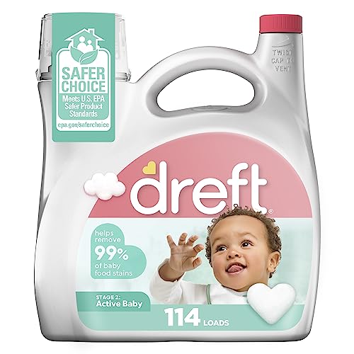 Dreft Concentrated Baby Laundry Detergent - Removes 99% of Stains, Hypoallergenic - 114 Loads