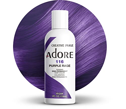 Adore Semi Permanent Hair Dye - Vibrant Purple Rage, Vegan & Cruelty-Free - 4 Fl Oz