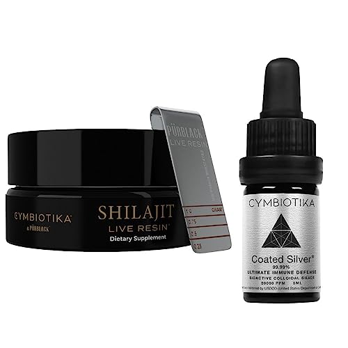 CYMBIOTIKA Colloidal Silver & Shilajit Resin Bundle - Immune & Gut Health Support - 240 PPM