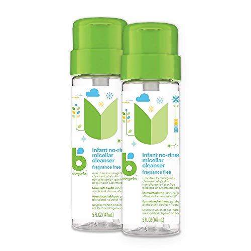 Babyganics No-Rinse Micellar Cleanser - Gentle, Tear-Free, Non-Allergenic - 5 Fl Oz (Pack of 2)