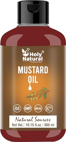 Holy Natural Mustard Oil - Promotes Hair Growth, Eases Joint Pain, Pure & Cold-Pressed - 10.15 FL Oz