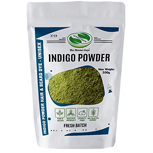 The Henna Guys Indigo Powder Hair Dye - 100% Natural, Vegan, Chemical-Free - 500g