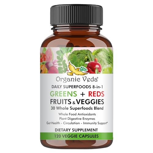 Organic Veda Superfood Capsules - Boosts Immunity & Gut Health, Non-GMO, Gluten Free - 120ct