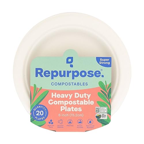 Repurpose 6" Dessert Plates - Plant-Based, Compostable, Microwave Safe - 20 Count