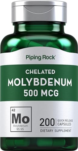 Piping Rock Molybdenum Supplement - Essential Trace Mineral, Non-GMO, Gluten Free - 200 Capsules