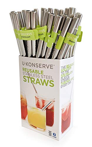 U-Konserve Stainless Steel Straws - Durable, Reusable, BPA-Free, Set of 40 - 8.5" Long